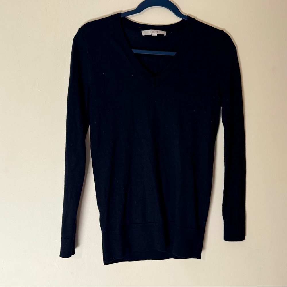 Classic Black Vneck Loft Sweater Size Small